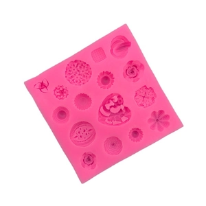Rose red 15-cavity silicone mold with heart and flower shapes for DIY baking and crafts