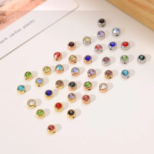 DIY round stainless steel pendants with colorful rhinestones for jewelry making