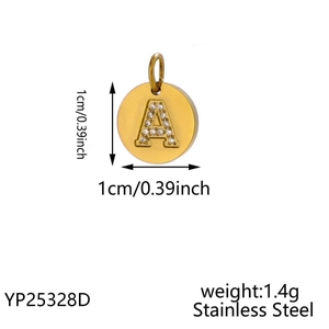 14K gold plated stainless steel letter A pendant with sparkling crystal diamonds
