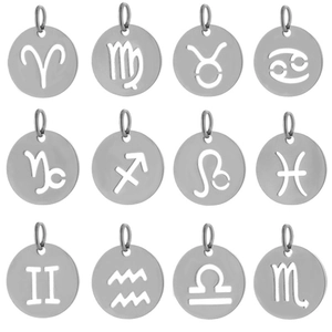 Stainless Steel Zodiac Sign Cutout Round Disc Pendants For DIY Necklace Bracelet Making Findings Women Men Jewelry Accessory