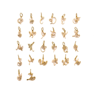 Gold A-Z alphabet heart pendants set in polished artistic stainless steel for DIY necklaces