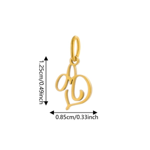 Gold plated stainless steel alphabet pendant with measurements 1.25cm height and 0.85cm width
