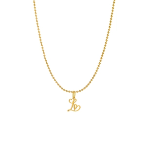 Elegant 18K gold-plated bead chain necklace with a cursive letter L pendant charm