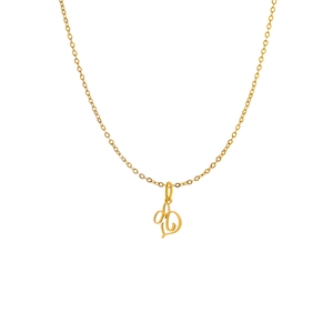 Détail d'un pendentif lettre D dorée artistique sur une fine chaîne de collier