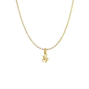 Vue détaillée d'un pendentif lettre B cursive sur une fine chaîne dorée polie