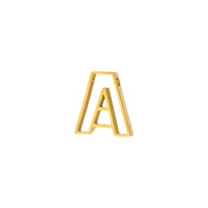 Pendentif lettre A évidé de luxe en acier inoxydable doré avec un design 3D multicouche