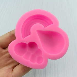 Rainbow cloud and raindrop silicone mold for DIY chocolate cake and craft baking