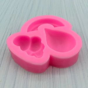 Pink silicone cherry mold for DIY fondant cake decoration and chocolate baking tools