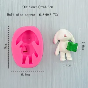 3D bunny silicone mold for DIY aroma gypsum and baking with finished product dimensions