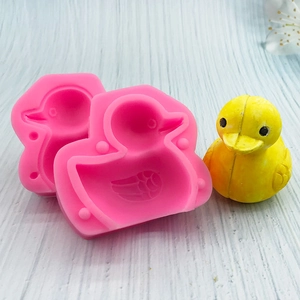 3D duck shaped silicone mold for chocolate mousse and cake decoration in bright pink color