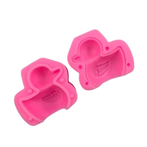 3D little duck silicone mold set in pink for DIY chocolate mousse cake and soap making