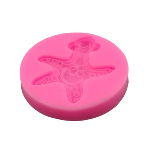 Pink starfish silicone mold with hat design for DIY ocean themed fondant cake making