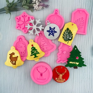 Christmas silicone mold set featuring snowflakes, deer heads and tree shapes for DIY crafts