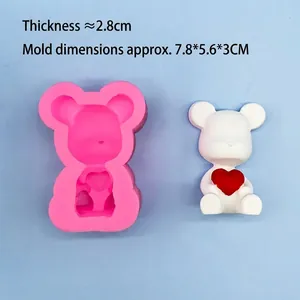 3D bear with heart silicone mold for chocolate fondant and cake decoration diy baking