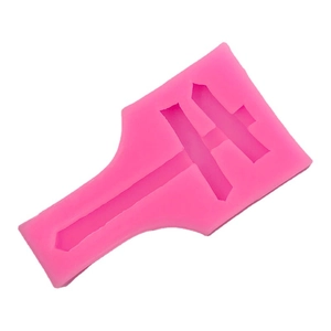 Pink silicone mold featuring a cross-shaped road sign design for DIY resin or cake decor