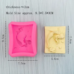 Silicone mermaid mold for handmade soap and chocolate making with size dimensions