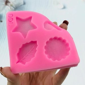 Stampo in silicone rosa con forme di stelle e foglie per decorazioni dolci e DIY