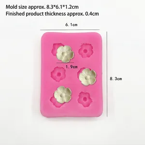 Pink daisy flower silicone mold with six cavities for DIY cake decorating and resin craft