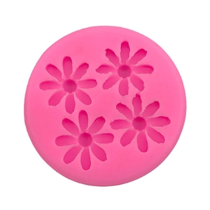 Moule en silicone marguerite rose à quatre cavités pour chocolat et décor de gâteau