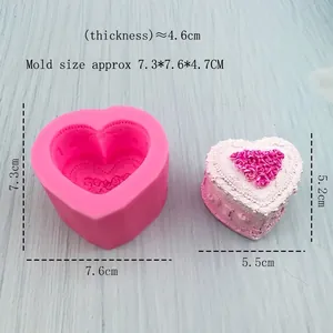 3D double heart silicone mold for DIY candles and cakes with rose floral relief design