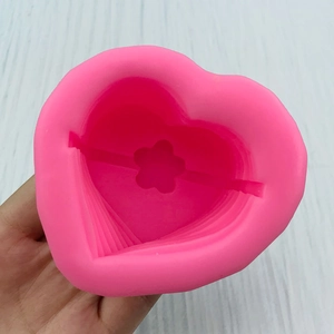3D heart silicone mold with flower pattern for cake baking and chocolate DIY crafts