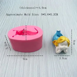 Moule en silicone sirène rose et figurine finie pour savon et fondant DIY
