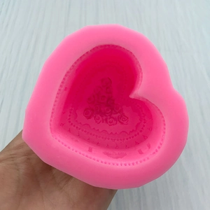 3D Double Heart Silicone Mold with Rose Pattern for Cake Baking and DIY Candle Making