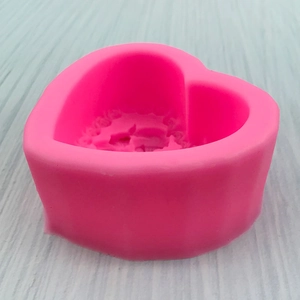 Pink heart-shaped 3D sister silicone mold for DIY soap and plaster craft ornaments