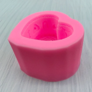 3D double heart silicone mold in pink for Valentine's Day baking and candle making