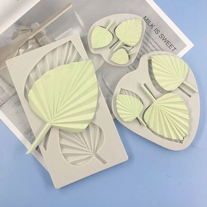 Three-piece palm leaf silicone mold set for cake decorating and chocolate fondant craft