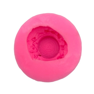 Pink 3D flower straw hat silicone mold for cake decoration and fondant DIY baking tool
