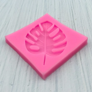 Stampo in silicone rosa quadrato con design a foglia di monstera per dolci e DIY