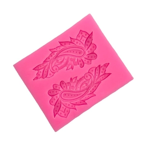Rosa Pfauenfeder-Paisley-Silikonform für Fondant- und Schokoladenkuchen-Dekoration
