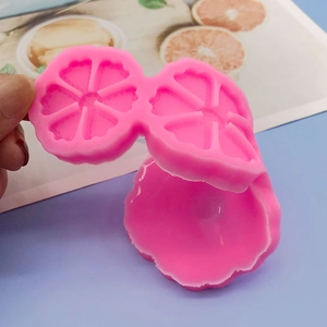 Pink flexible 2-cavity floral clover silicone mold for DIY soap and plaster making