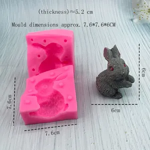 3D Rabbit silicone mold for DIY baking and mousse cake with detailed size dimensions