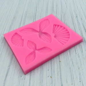 Pink silicone folding fan and leaf mold for fondant chocolate and cake decoration