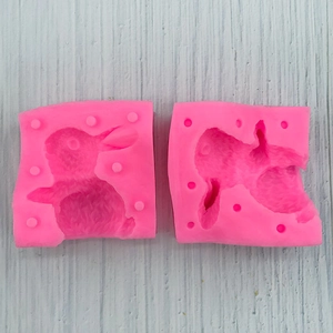 Set of two pink 3D rabbit silicone molds for DIY baking and handmade resin crafts