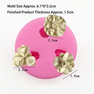 Stampo in silicone rosa a tre cavità per candele e saponi fai-da-te a forma di fiore