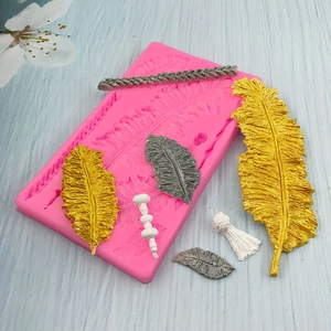Large Feather Leaf Texture Silicone Fondant Mold DIY Chocolate Cake Decoration Clay Baking Mold Tool For Kitchen Crafting