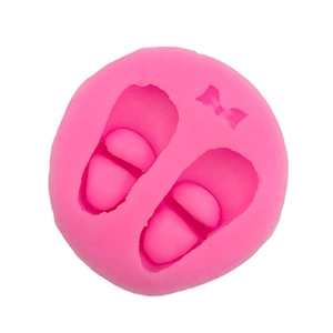 Pink silicone baby shoes and bow mold for cake fondant and DIY handmade soap craft