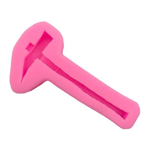 Pink hammer and pickaxe shaped silicone mold for DIY cake fondant or resin crafts
