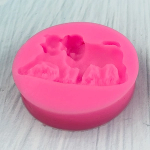 Pink round silicone dog shaped mold for fondant cake decorating and chocolate crafting
