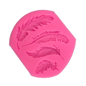 Pink feather silicone mold for fondant chocolate and clay cake decorating DIY projects