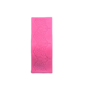 Pink rectangular silicone lace flower mold for fondant cake decorating and baking