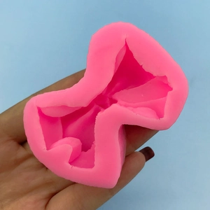 3D bowknot silicone mold in pink for DIY chocolate fondant cake decoration and baking tools