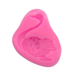 Pink swan silicone mold with detailed feather texture for DIY cake decorating and baking