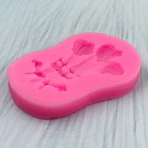 Pink feather crown silicone mold with floral texture for fondant and cake decorating