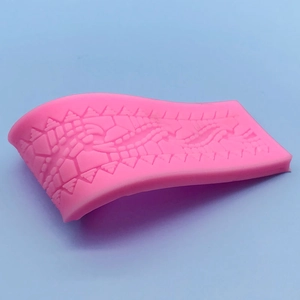 Pink lace silicone mold with geometric patterns for fondant and cake border baking DIY