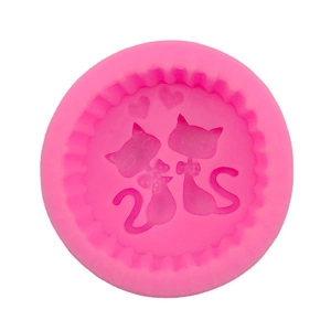 Pink heart cat silicone mold for fondant cakes and handmade aromatherapy plaster crafts
