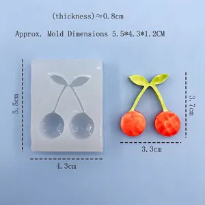 Moule silicone cerise DIY pour bijoux en résine et décoration artisanale de cuisine